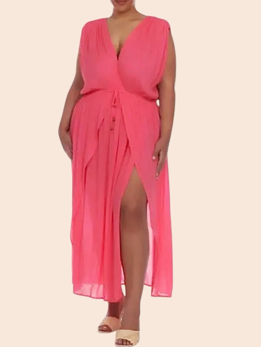 BOHO ME Women’s M Layered Maxi Cover Up Dress in Watermelon